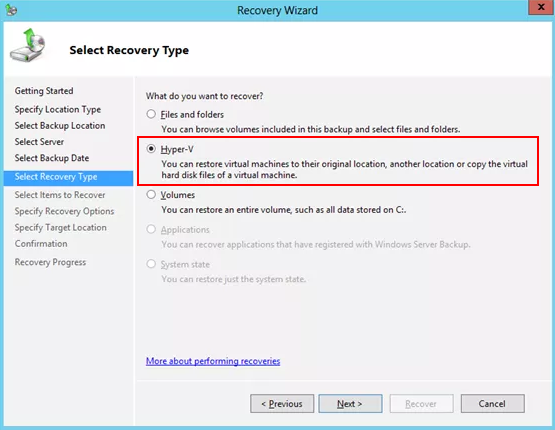 Restore Hyper V And Virtual Machines Using Windows Server Backup