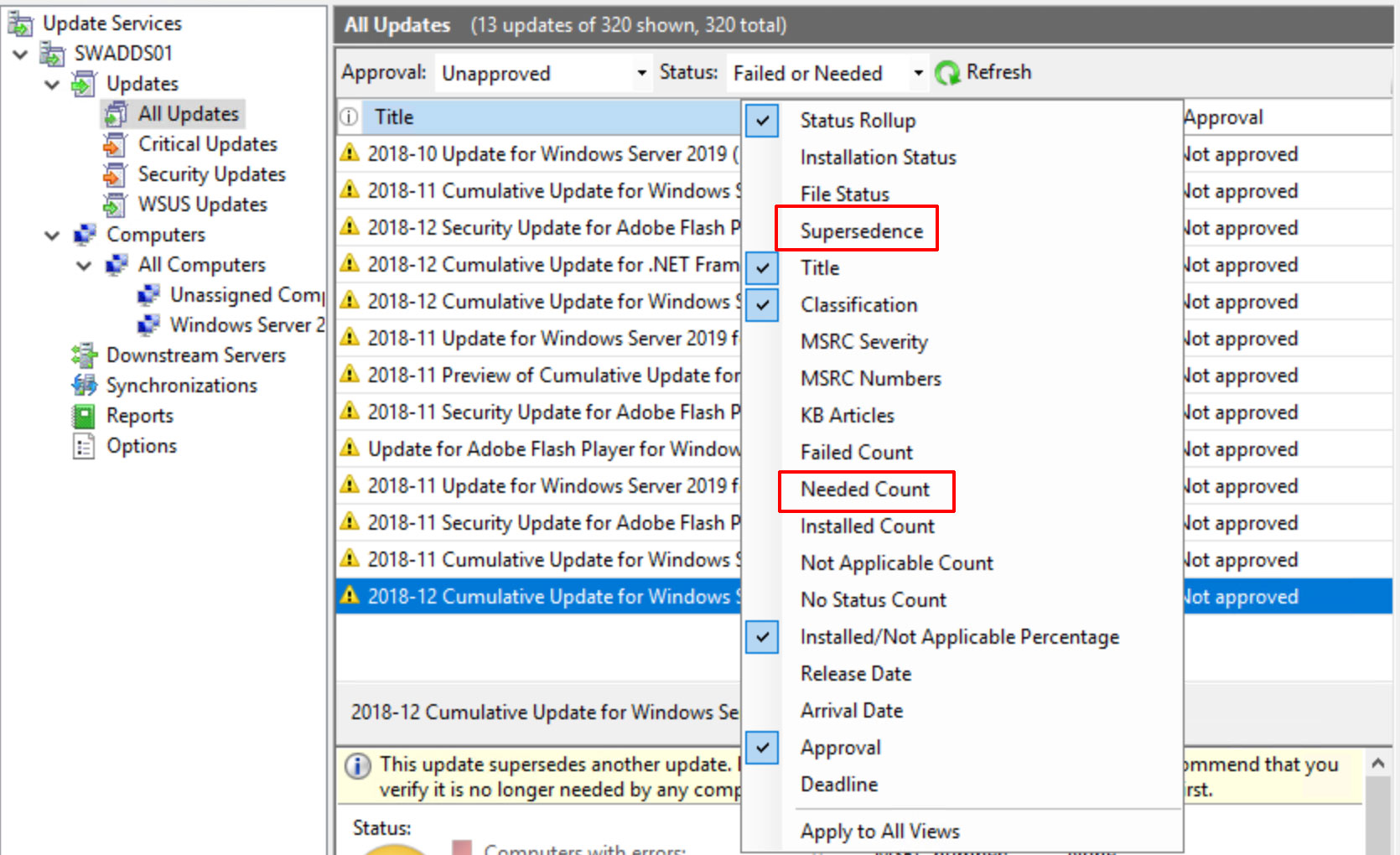 Консоль WSUS. Windows Server 2018. Microsoft update. Check for updates Windows Server 2019. Servers refresh