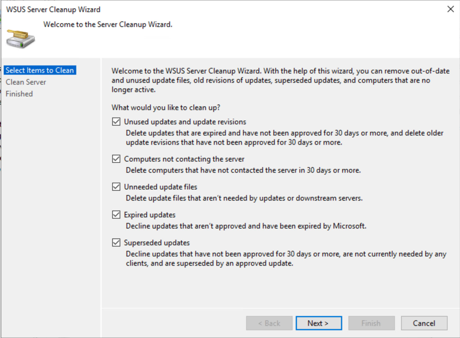wsus 3 cleanup