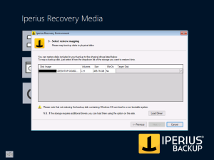Iperius Recovery Environment - Select Restore Mapping