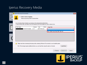 Iperius Recovery Environment - Select Restore Mapping