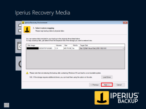 Iperius Recovery Environment - Restore Mapping selected