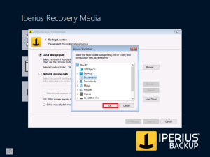 Iperius Recovery Environment - Local storage path