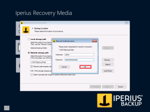 Iperius Recovery Environment - Network Credentials