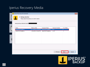 Iperius Recovery Environment - Backup Selection 2