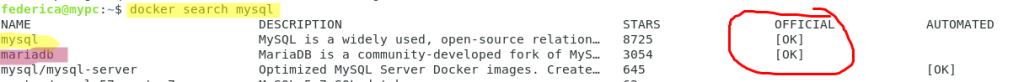 docker search mysql