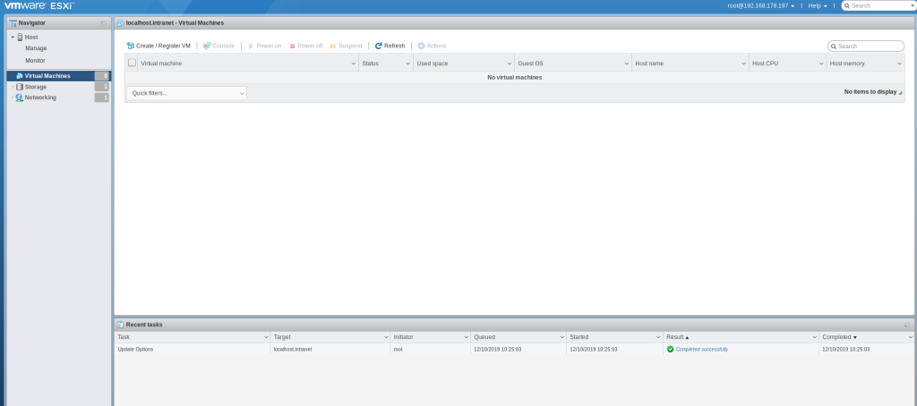 vsphere web vm menu