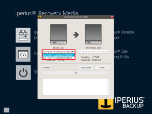 Iperius Disk Cloning Utility - Source Disk selection