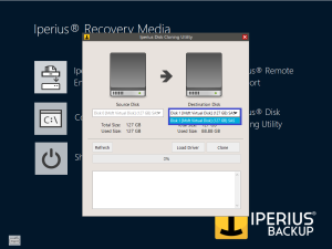 Iperius Disk Cloning Utility - Destination disk selection